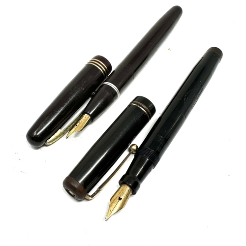 486 - 2 14ct gold nib fountain pens wyvern 808 & swan mabie todd