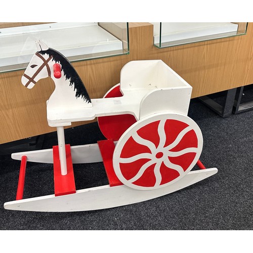 441 - Wooden white and red rocking horse, approximate measurements: Height 33 inches, Depth 17 inches, Wid... 