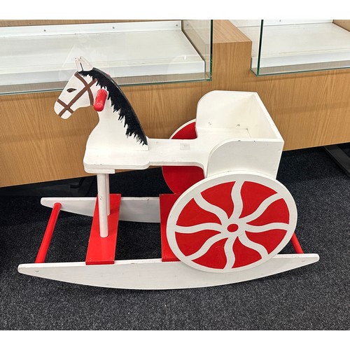 441 - Wooden white and red rocking horse, approximate measurements: Height 33 inches, Depth 17 inches, Wid... 