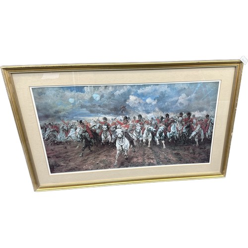 64 - The 28th Regiment at Quatre Bras Colour Print by Elizabeth Thompson (Now Lady Butler) Measuring 34 x... 