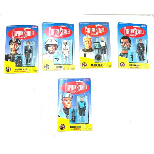 87 - Captain Scarlet figures in original packaging to include Captain Black x 2, Captain Blue, Harmony, C... 