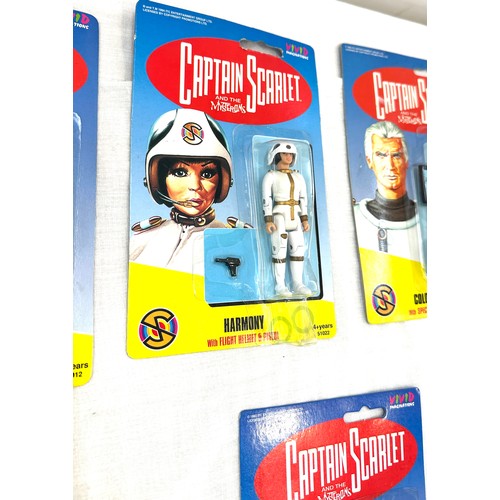 87 - Captain Scarlet figures in original packaging to include Captain Black x 2, Captain Blue, Harmony, C... 