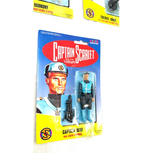 87 - Captain Scarlet figures in original packaging to include Captain Black x 2, Captain Blue, Harmony, C... 