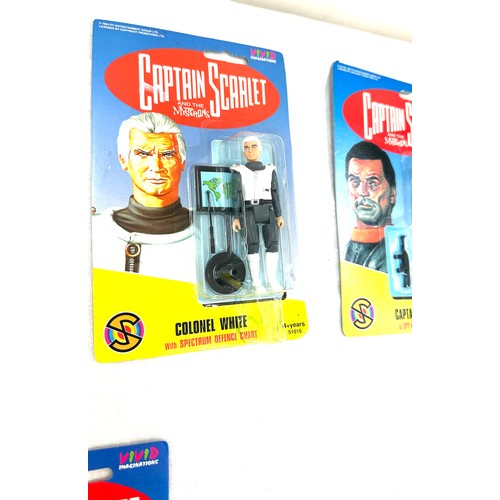 87 - Captain Scarlet figures in original packaging to include Captain Black x 2, Captain Blue, Harmony, C... 