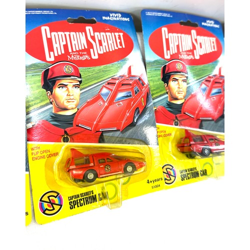 93 - Captain Scarlet vehicles in original packaging to include Spectrum Car x 3, Spectrum Jet Liner