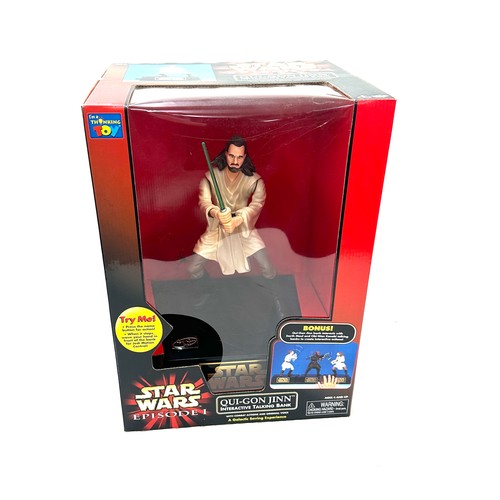 91 - Boxed new Star Wars Episode I Qui-Gon Jinn interactive talking bank