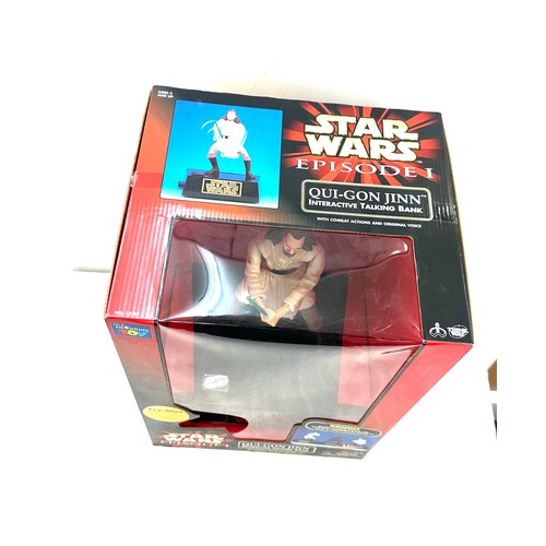 91 - Boxed new Star Wars Episode I Qui-Gon Jinn interactive talking bank