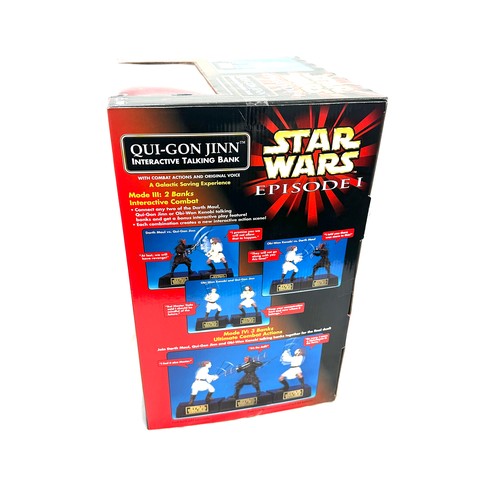 91 - Boxed new Star Wars Episode I Qui-Gon Jinn interactive talking bank