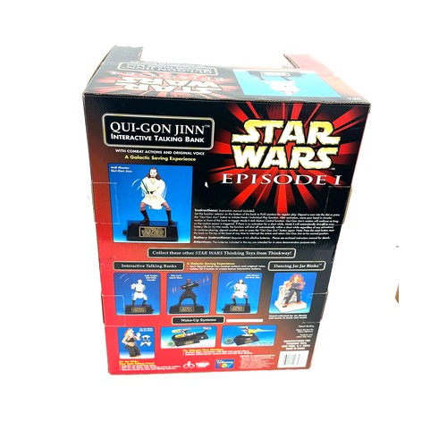 91 - Boxed new Star Wars Episode I Qui-Gon Jinn interactive talking bank