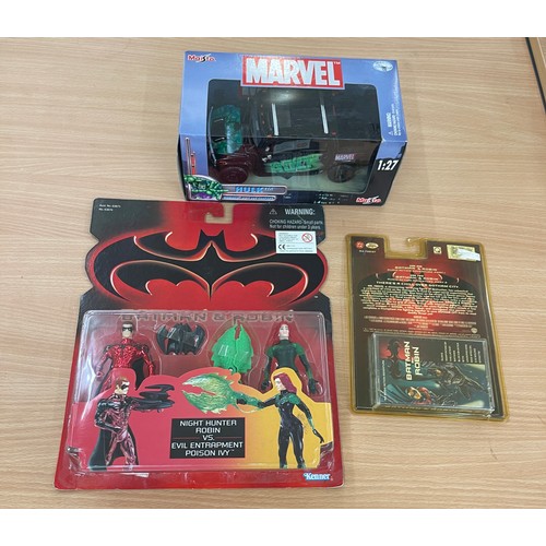 78 - New/Boxed Maisto Marvel –Hulk, Hummer , Kenner Batan and Robin sealed toy, Batman and Robin audio ac... 