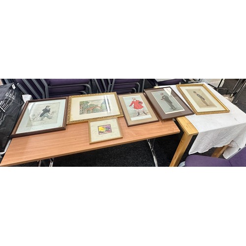 76 - Selection of 6  framed prints, largest measures H20 inches by 14 inches