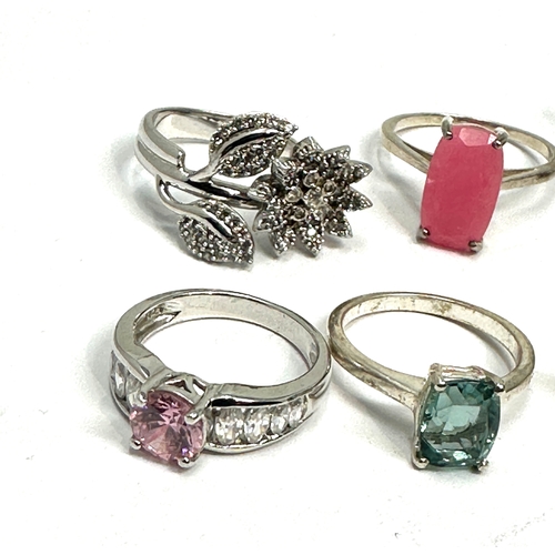 272 - Selection of silver 8 gemstone set rings