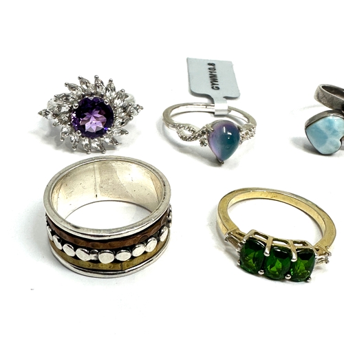 273 - Selection of 8 silver gemstone set rings