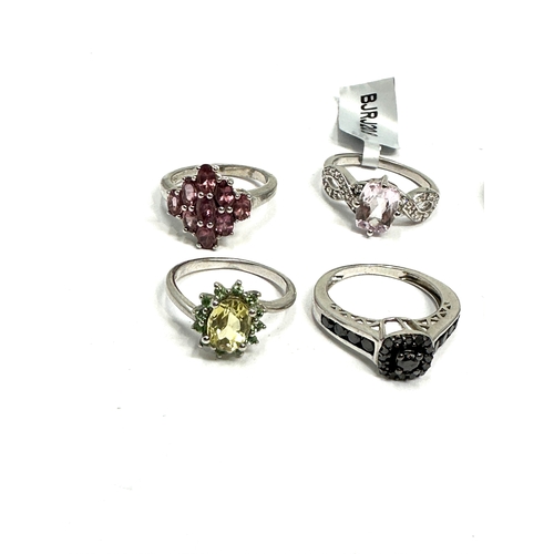 274 - Selection of 8 silver gemstone set rings