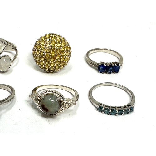 275 - Selection of silver 8 gemstone set rings