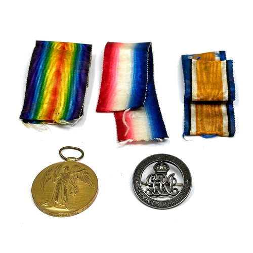 447 - ww1 military items includes medal & 3 original ribbons and wound badge