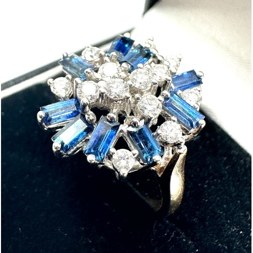 145 - 9ct gold diamond & sapphire ring weight 5.3g est .50 pts diamonds