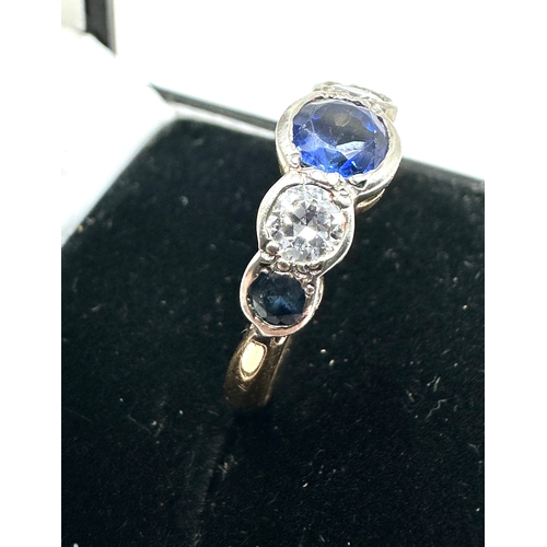 149 - Antique 18ct gold diamond & sapphire ring weight approx 4g sapphire measures approx 6mm diamond meas... 