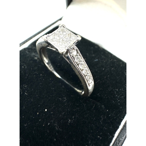 151 - 9ct white gold diamond ring with diamond shoulders .40 ct diamonds weight 2.8g