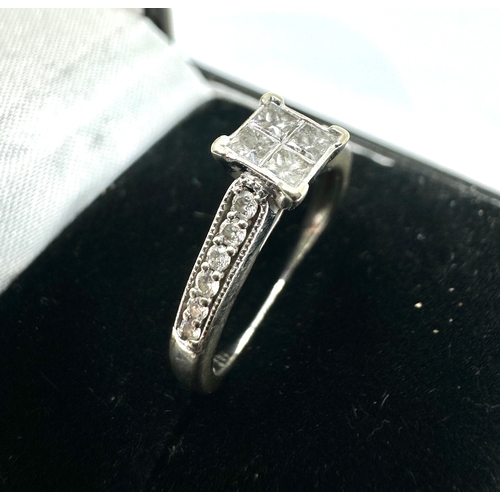 151 - 9ct white gold diamond ring with diamond shoulders .40 ct diamonds weight 2.8g