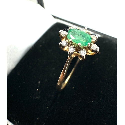 155 - 14ct gold emerald & diamond ring weight 15g