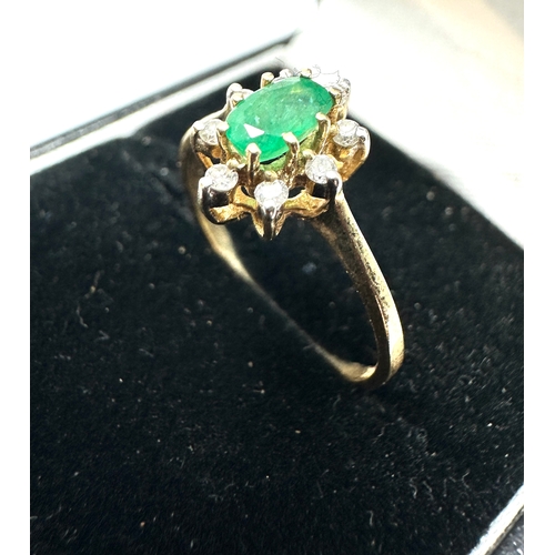 155 - 14ct gold emerald & diamond ring weight 15g