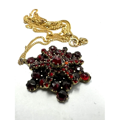 159 - Antique 9ct gold garnet pendant necklace weight 4.5g