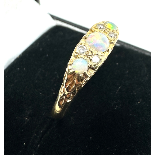 164 - 18ct gold diamond & opal ring weight 4.3g