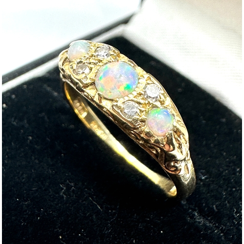 164 - 18ct gold diamond & opal ring weight 4.3g