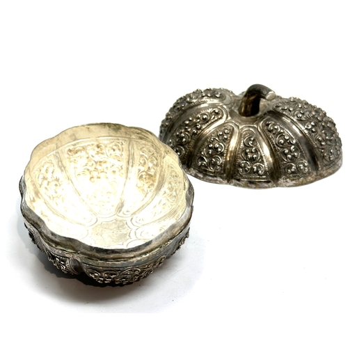 32 - Antique asian silver pumpkin box measures approx 8.7cm wide height 6.3cm