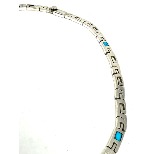 281 - Heavy mexico silver & turquoise set necklace hamarked TC-148 MEX925 weight 75g