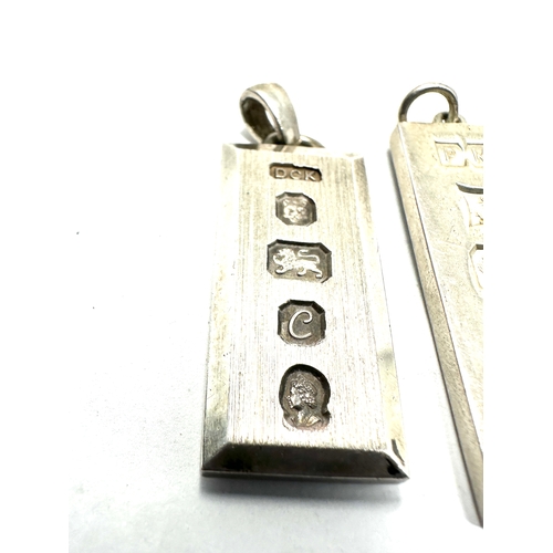 286 - 3 vintage silver ingot pendants weight 53g