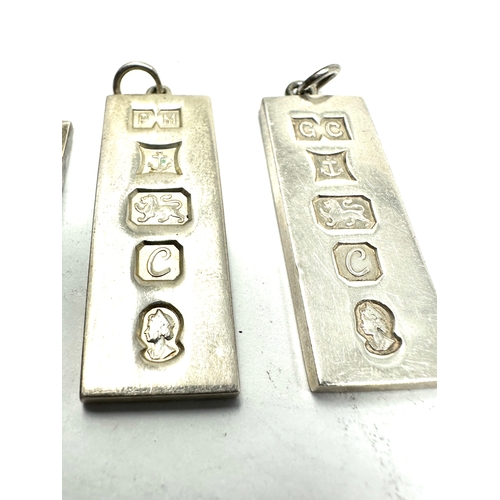 286 - 3 vintage silver ingot pendants weight 53g