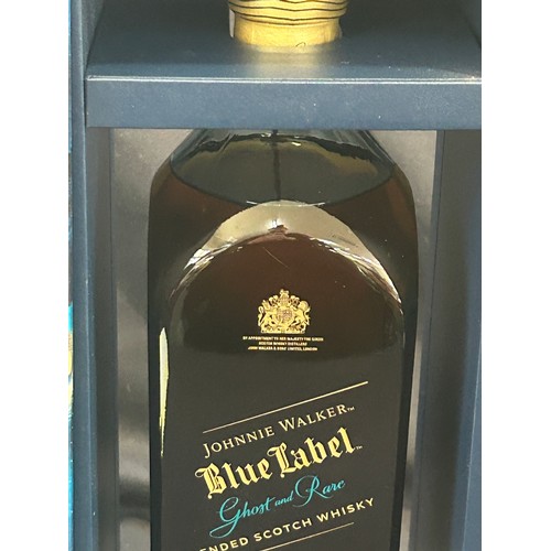 591 - Boxed 1 litre bottle of Johnnie Walker Blue Label Ghost and rare whisky, sealed