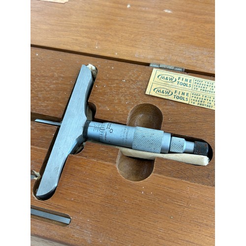 66 - Cased L S Starrett Co No. 449 Micrometer depth gage with non-rotating blade