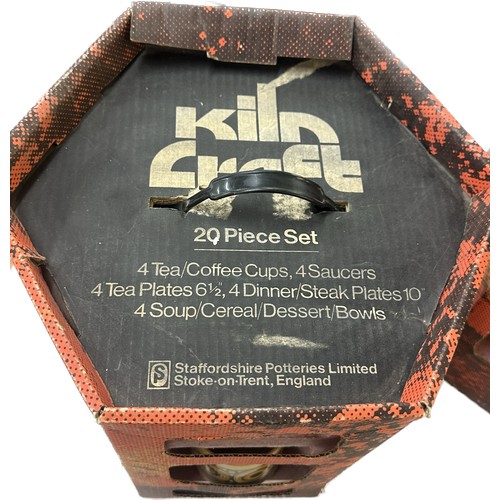 351 - 1970s Vintage Kiln Craft Tea/coffee Set 18 piece original box, together with a 20 piece boxed dinner... 