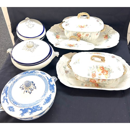 350 - Selection of meat plates and tureens, to include maker Booths etc