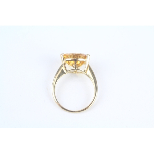 244 - 9ct gold trillion cut citrine dress ring