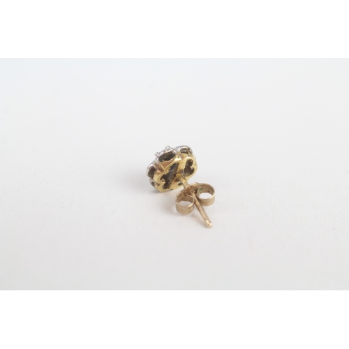 245 - 9ct gold diamond cluster stud earrings with scroll backs