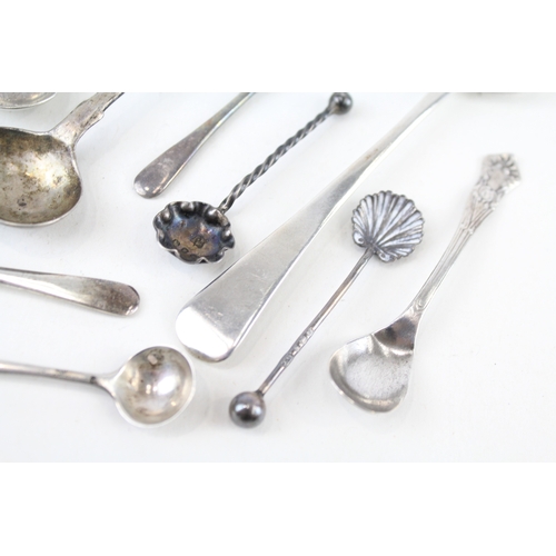 68 - 10 x .925 sterling condiment spoons inc georgian, Victorian, antique etc