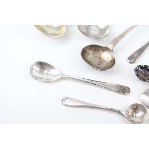 68 - 10 x .925 sterling condiment spoons inc georgian, Victorian, antique etc