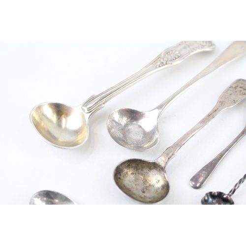 68 - 10 x .925 sterling condiment spoons inc georgian, Victorian, antique etc