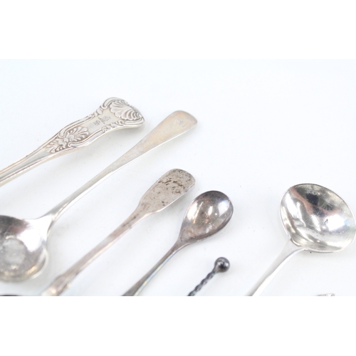 68 - 10 x .925 sterling condiment spoons inc georgian, Victorian, antique etc