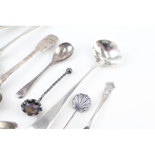 68 - 10 x .925 sterling condiment spoons inc georgian, Victorian, antique etc