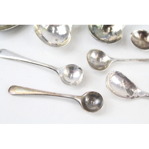 69 - 9 x .925 sterling condiment spoons inc georgian, scottish silver, antique etc