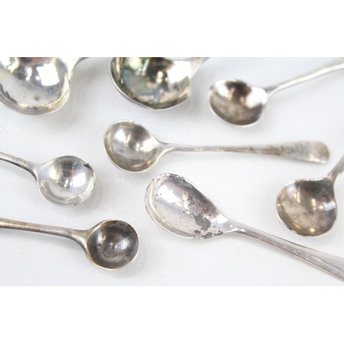 69 - 9 x .925 sterling condiment spoons inc georgian, scottish silver, antique etc