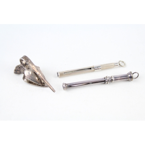 72 - 3 x .925 sterling napkin clip & toothpicks