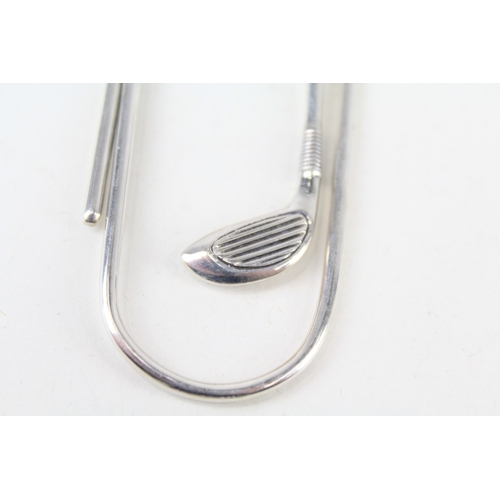 79 - Vintage Stamped .925 Sterling Silver Novelty Golf Club Paperclip Bookmark (17g)