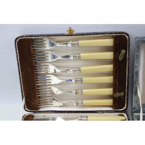 586 - Vintage Cutlery Set EPNS Fish Cutlery Ivorine & Robert Mosley Steak Set x 3