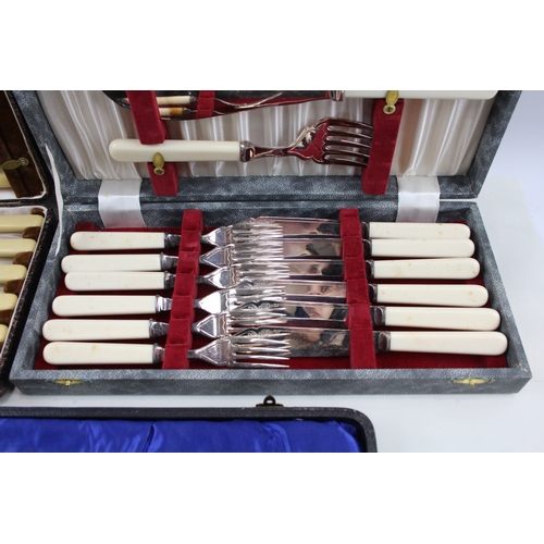 586 - Vintage Cutlery Set EPNS Fish Cutlery Ivorine & Robert Mosley Steak Set x 3